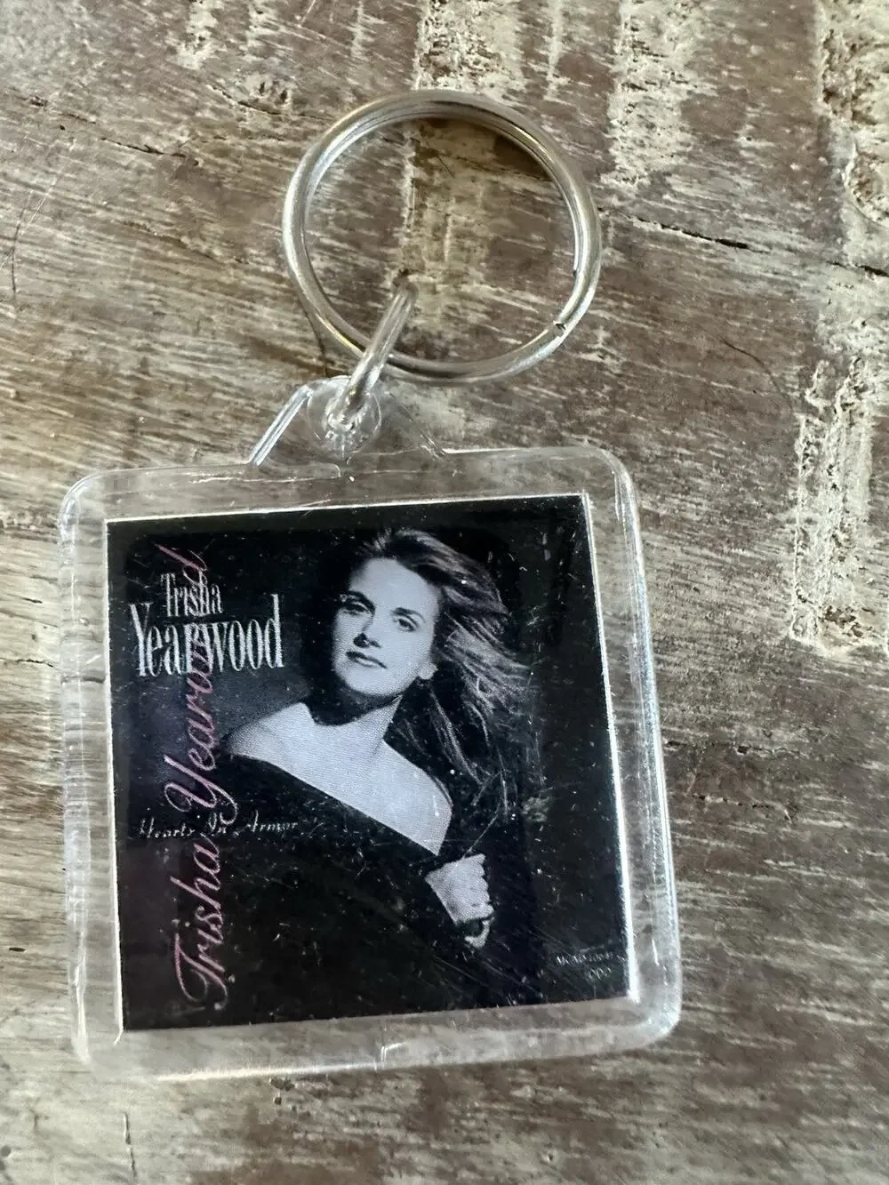 Vintage Keychain TRISHA YEARWOOD Key Ring Acrylic Fob Country Music Artist USA